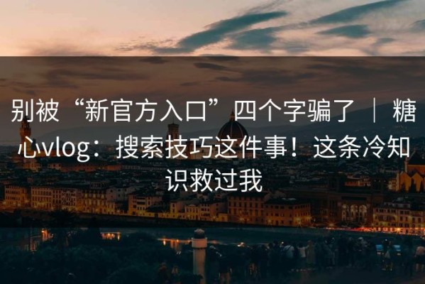 别被“新官方入口”四个字骗了 ｜ 糖心vlog：搜索技巧这件事！这条冷知识救过我
