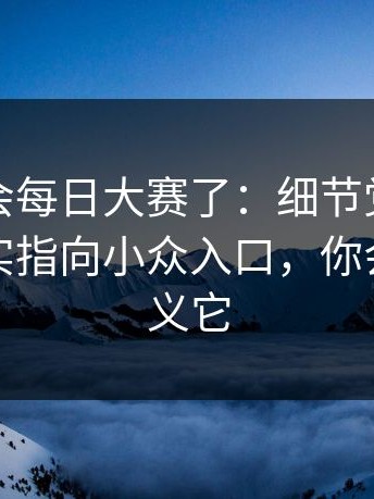 别再误会每日大赛了：细节党狂喜更省心其实指向小众入口，你会重新定义它