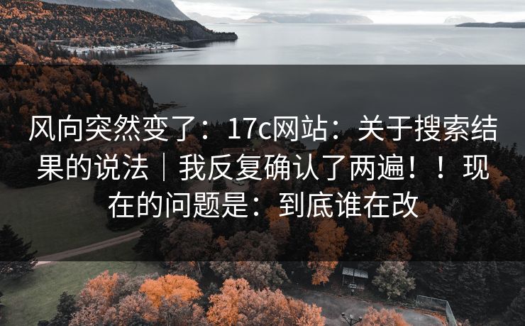 风向突然变了：17c网站：关于搜索结果的说法｜我反复确认了两遍！！现在的问题是：到底谁在改